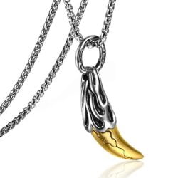 Dragon Tooth Pendant Stainless Steel Necklace Amulet Men