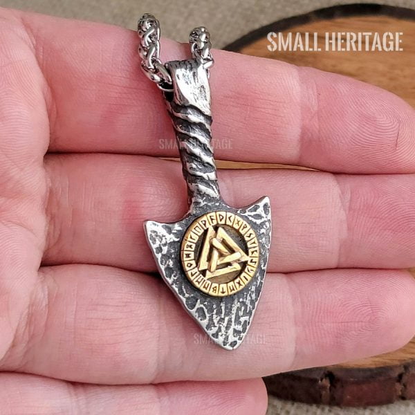 Stainless Steel Viking Spear Necklace Norse Pendant Gungnir Valknut