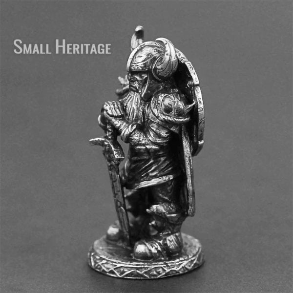 Viking Swordsman Miniature Copper Figure Antique Style Norse Soldier