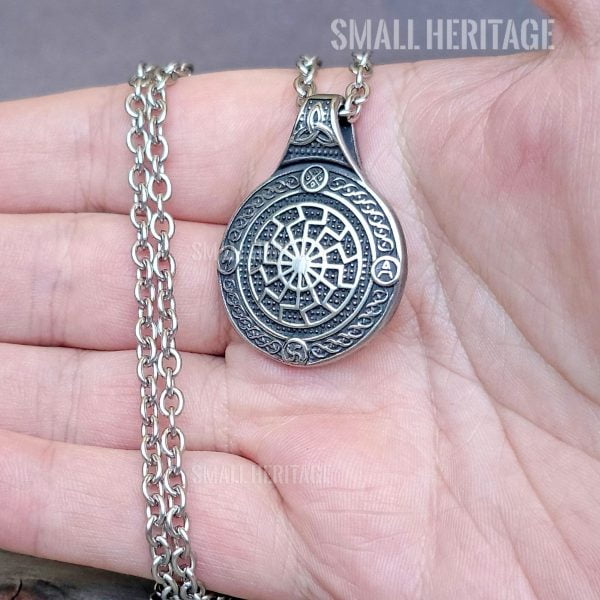 Viking Slavic Sun Necklace Stainless Steel Pendant