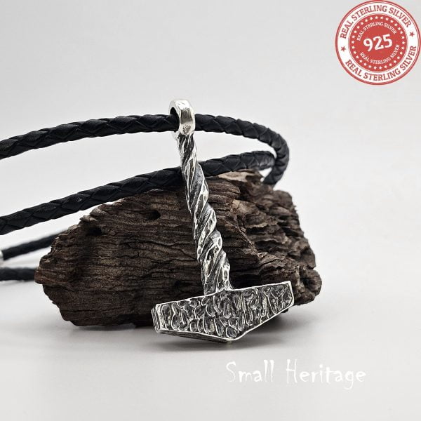 925 Sterling Silver Viking Mjolnir Necklace | Thor's Hammer Pendant for Men