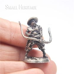 Japanese Archer Antique Style Copper Miniature Figure Warrior