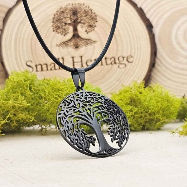 Tree of Life Necklace Stainless Steel Pendant Gold Black Colors Rope