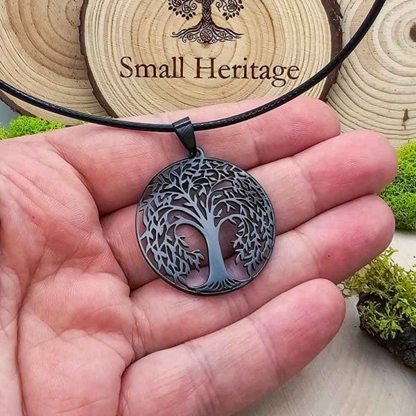 Tree of Life Necklace Stainless Steel Pendant Gold Black Colors Rope