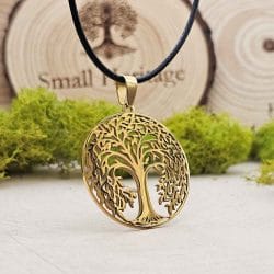 Tree of Life Necklace Stainless Steel Pendant Gold Black Colors Rope