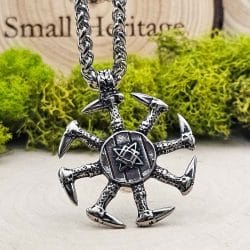 Kolovrat Svarog Sun Necklace – Slavic Pagan Pendant, Stainless Steel Viking Chain