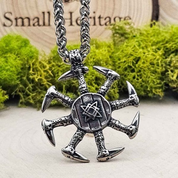 Kolovrat Svarog Sun Necklace – Slavic Pagan Pendant, Stainless Steel Viking Chain