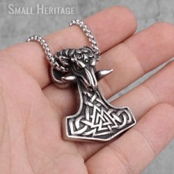 Viking Ram Mjolnir Necklace Stainless Steel ValKnut