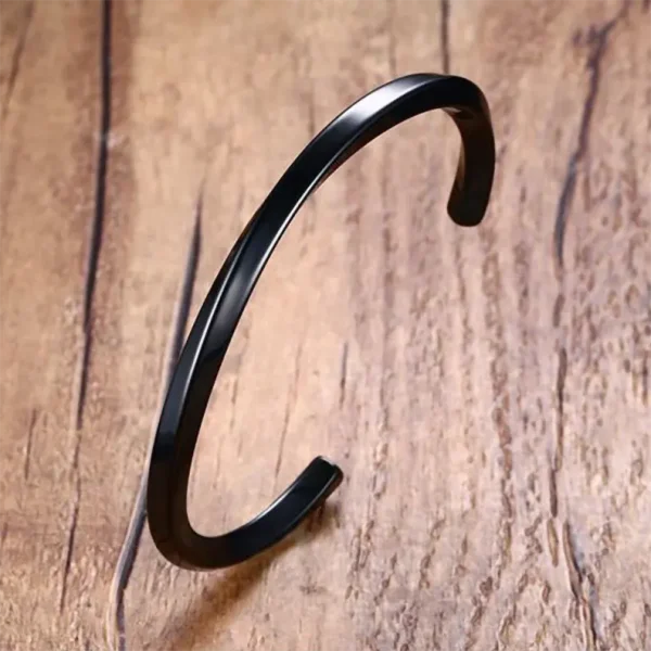 Black Stainless Steel Bangle Mobius Twisted Cuff Bracelet