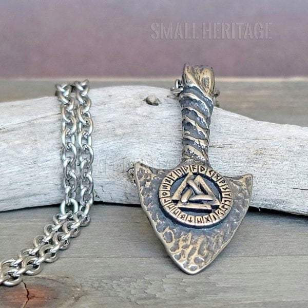 Stainless Steel Viking Spear Necklace Norse Pendant Gungnir Valknut