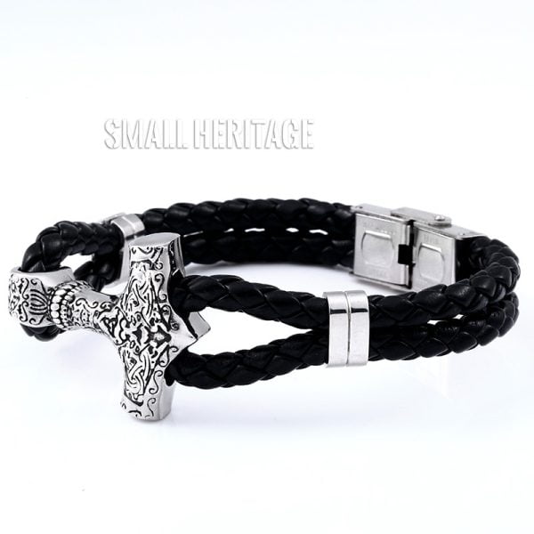 Stainless Steel Viking Bracelet Thor Mjolnir Bangle Norse Medieval Men