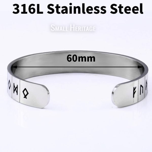 Viking Runes Cuff Stainless Steel Norse Bracelet