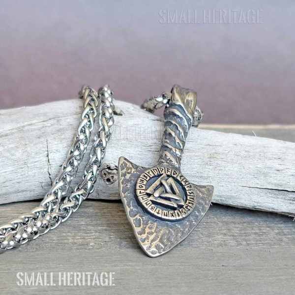 Stainless Steel Viking Spear Necklace Norse Pendant Gungnir Valknut