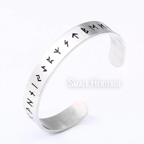 Stainless Steel Viking Runes Cuff Norse Bracelet