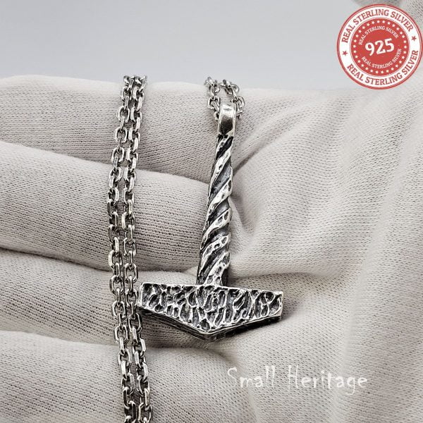 Viking Mjolnir Necklace 925 Sterling Silver Thor's Hammer Pendant