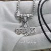 Viking Raven Mjolnir Necklace 925 Sterling Silver Pendant Norse Amulet