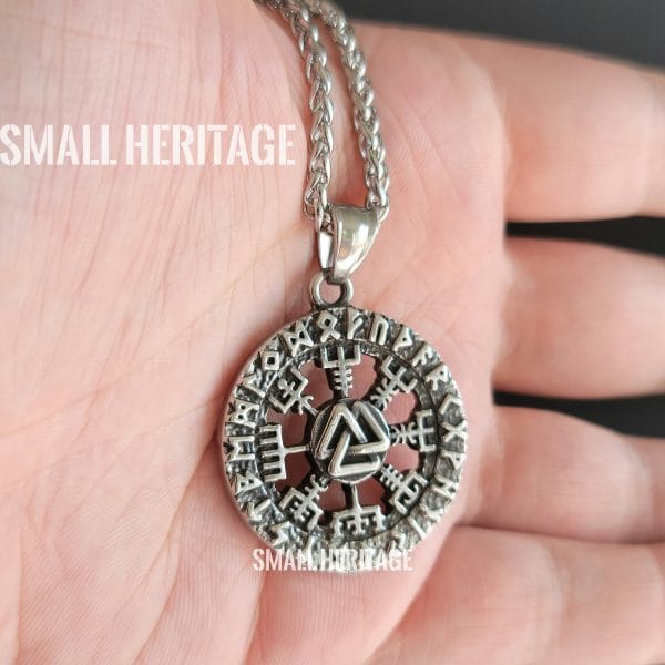 Vegvísir Valknut Necklace Viking Stainless Steel Pendant Norse Runes