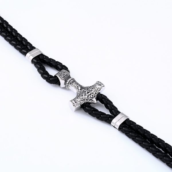 Stainless Steel Viking Bracelet Thor Mjolnir Bangle Norse Medieval Men