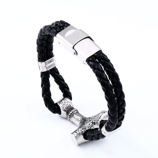 Stainless Steel Viking Bracelet Thor Mjolnir Bangle Norse Medieval Men