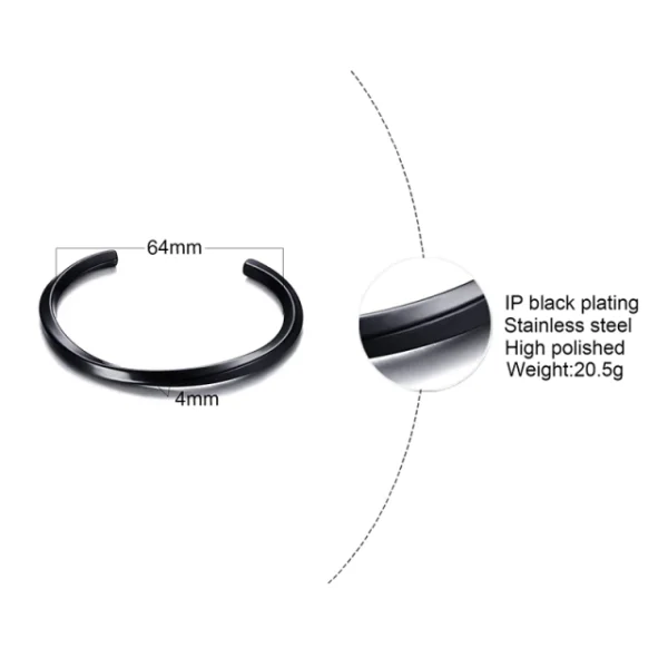 Black Stainless Steel Bangle Mobius Twisted Cuff Bracelet