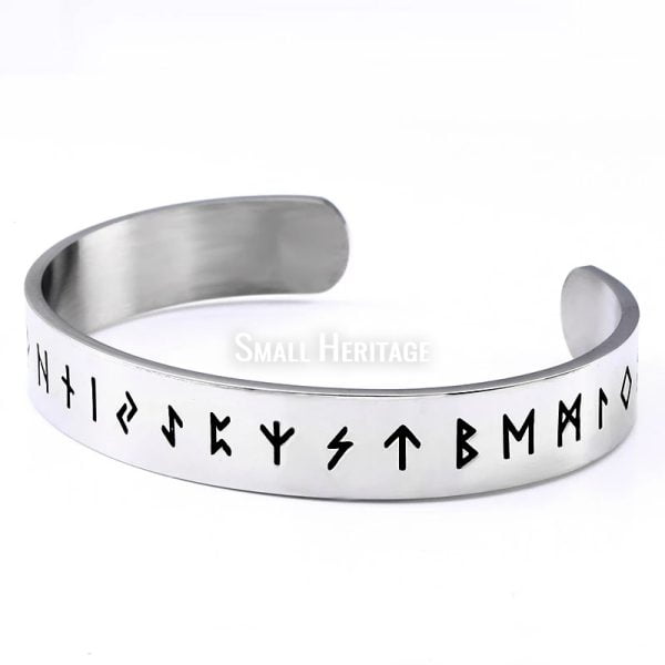 Stainless Steel Viking Runes Cuff Norse Bracelet