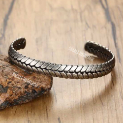 Wheat Ear Shape Bangle For Men Women Cuff Stainless Steel Bracelet