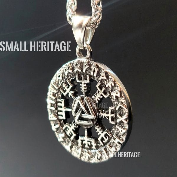 Vegvísir Valknut Necklace Viking Stainless Steel Pendant Norse Runes