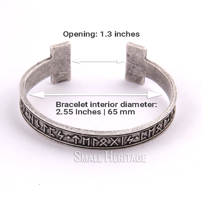 MOYOZZ Mens Norse Viking Black Stainless Steel Rune Cuff Bracelet