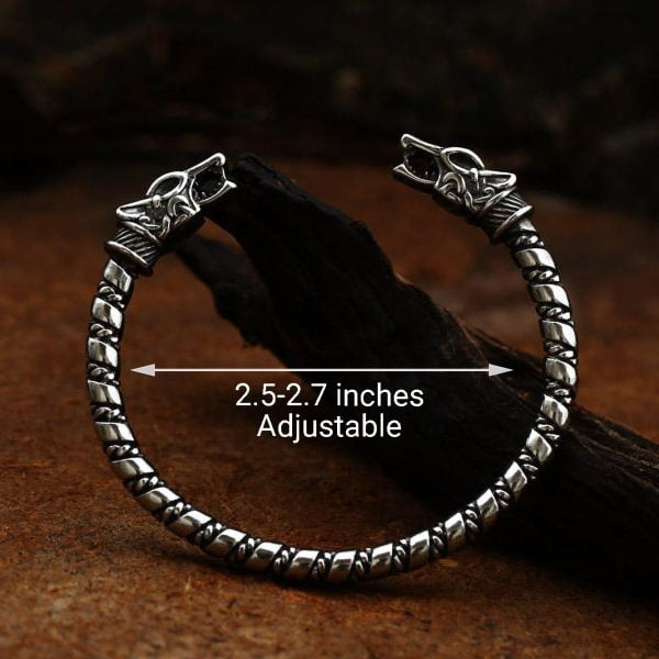 Wolf Head Cuff Stainless Steel Viking Bracelet