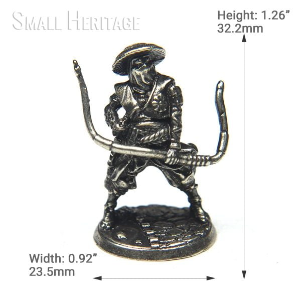 Japanese Archer Antique Style Copper Miniature Figure Warrior