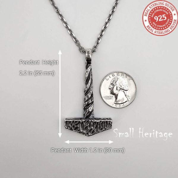 Viking Mjolnir Necklace 925 Sterling Silver Thor's Hammer Pendant