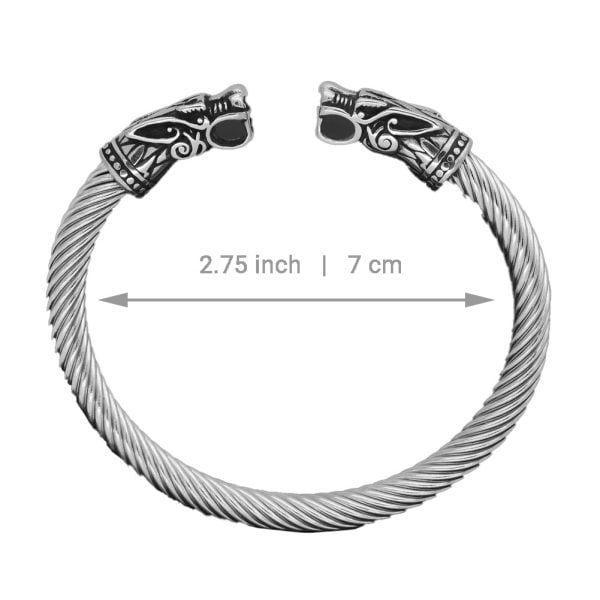 Stainless Steel Norse Dragon Head Cuff Bracelet Bangle Medieval