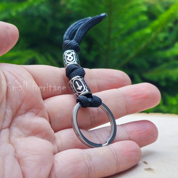 Norse Runes Keychain – Stainless Steel Key Ring with Paracord