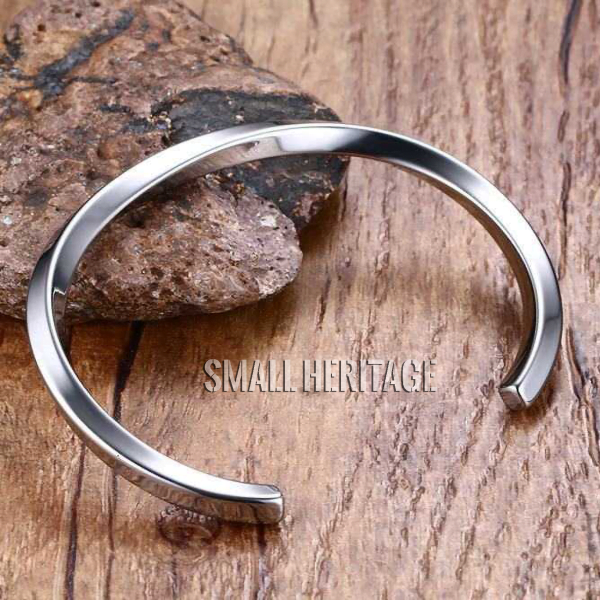 Silver Color Stainless Steel Bangle Mobius Twisted Cuff Bracelet