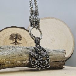 Odin's Huginn and Muninn Viking Ravens Necklace - Stainless Steel Norse Pendant with Chain