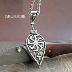 Viking Shield Necklace Slavic Stainless Steel Amulet