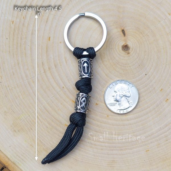 Norse Runes Keychain – Stainless Steel Key Ring with Paracord