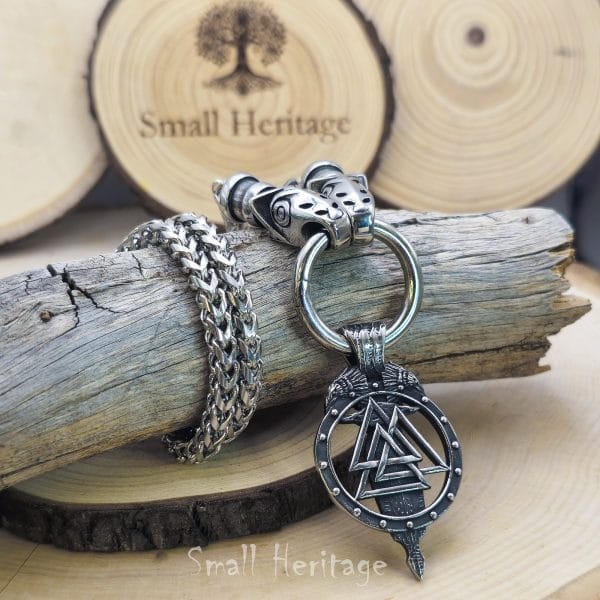 Powerful Viking Necklace Wolf Head Chain Raven Valknut Pendant Men Norse Amulet