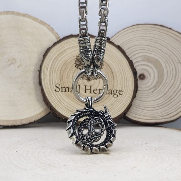 Jormungandr Necklace - Rotating Yggdrasil Tree of Life Nidhogg Dragon Pendant