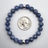Blue Kyanite Bracelet Natural Stone 8mm Round Beads 925 Sterling Silver