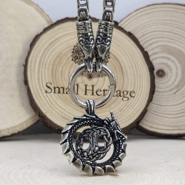 Jormungandr Necklace - Rotating Yggdrasil Tree of Life Nidhogg Dragon Pendant