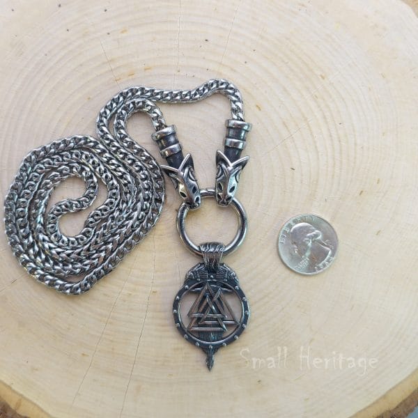 Powerful Viking Necklace Wolf Head Chain Raven Valknut Pendant Men Norse Amulet