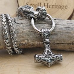 Viking Dragon Necklace Norse Thor Hammer Mjolnir