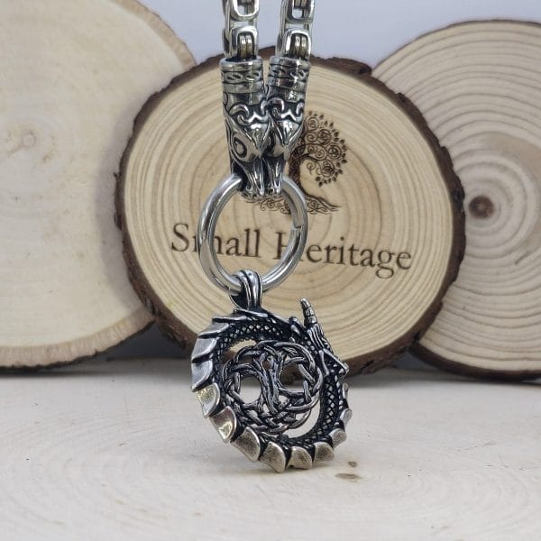 Jormungandr Necklace - Rotating Yggdrasil Tree of Life Nidhogg Dragon Pendant