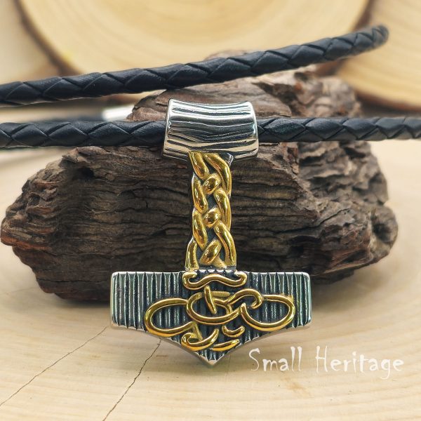 Thor Hammer Necklace Stainless Steel Double Side Viking Mjolnir