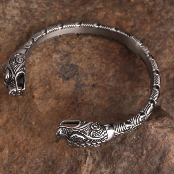 Jormungandr Bracelet Large Viking Dragon Cuff Fits 7-9 inch Wrists