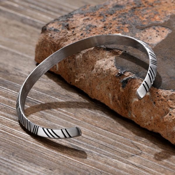 Small Viking Bracelet Vintage Stainless Steel Cuff Men Women Fits 5.9-6.5 inch Wrists