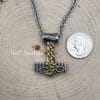 Size Thor Hammer Necklace Stainless Steel Double Side Viking Mjolnir