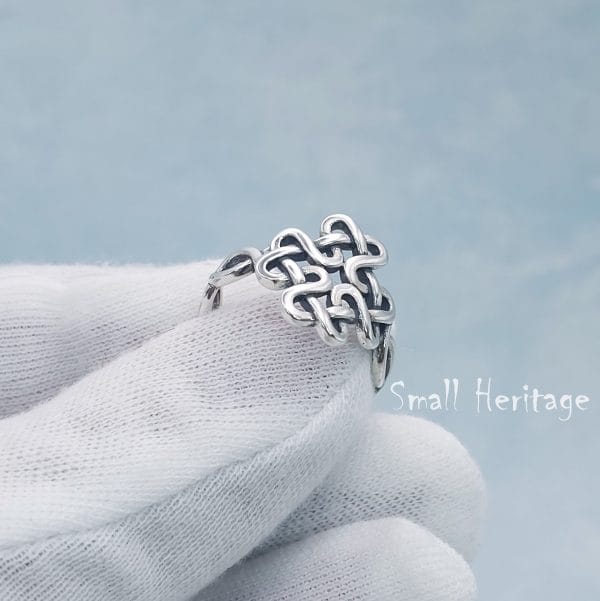 Adjustable Celtic Ring 925 Sterling Silver Irish Amulet size 6-9