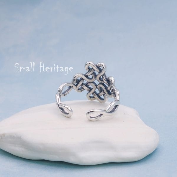 Adjustable Celtic Ring 925 Sterling Silver Irish Amulet size 6-9